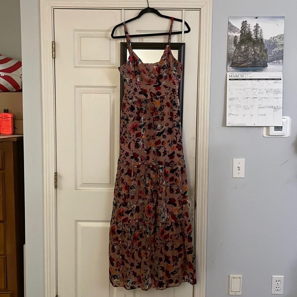 Anthropologie Floral Velvet Jumpsuit